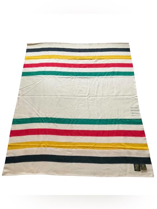 Northwest Traders Other - Vintage Northwest Traders 100% Wool Blanket in Cream Multi Stripe colors NEW
